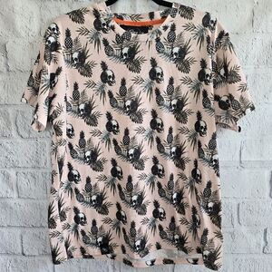 Brooklyn Standard Pink Skull Pineapple All‎ Over Print Graphic Tee Large